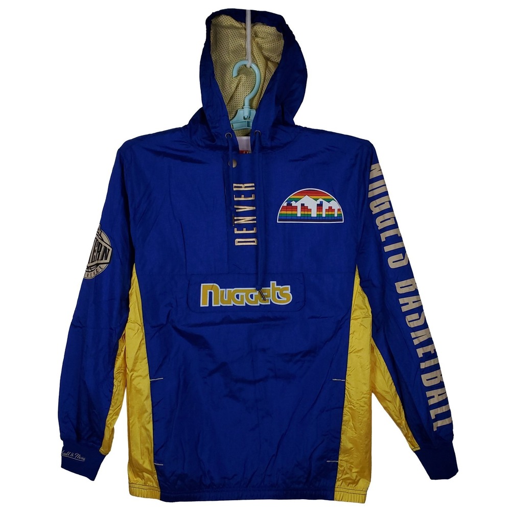 Denver Nuggets Mitchell & Ness NBA Small Windbreaker Jacket‎ Blue Yellow NWT